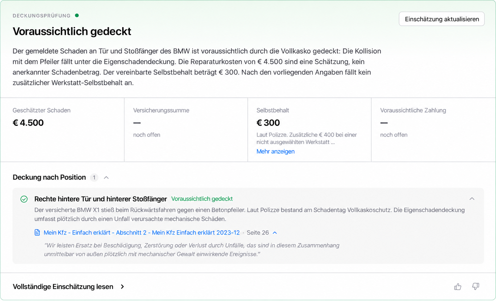 ClaimCheck: Ersteinschätzung mit Begründung und Quelle
